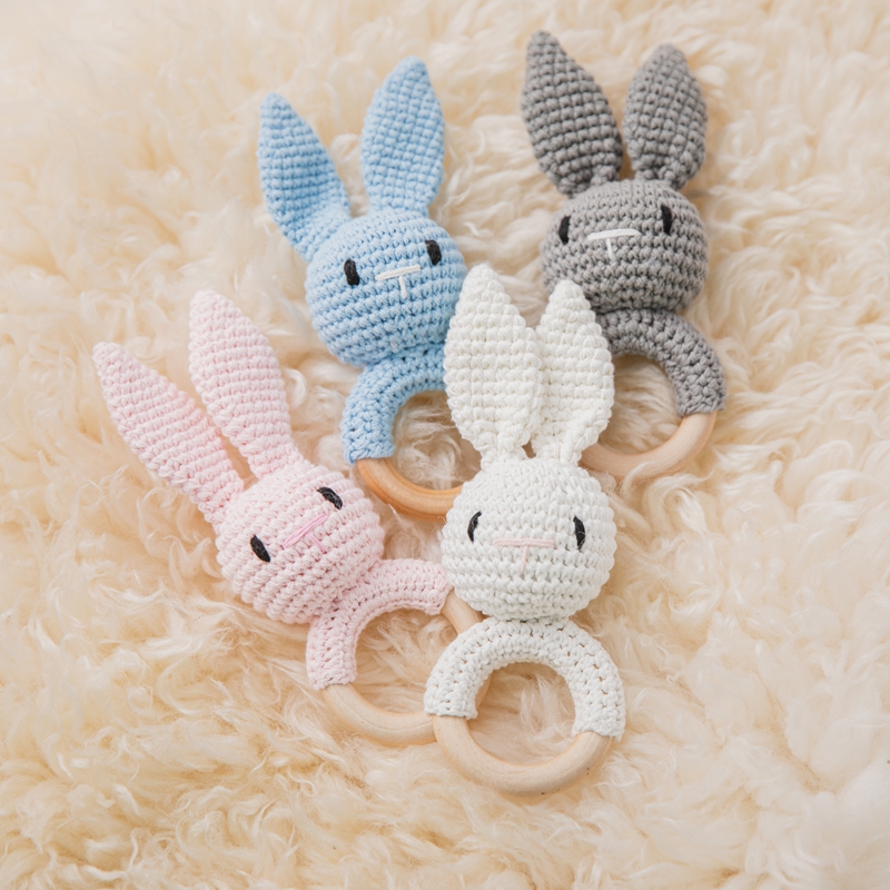 BPA Free Baby Rattle Wooden Te - Baby Products Rabbit 评论和价格