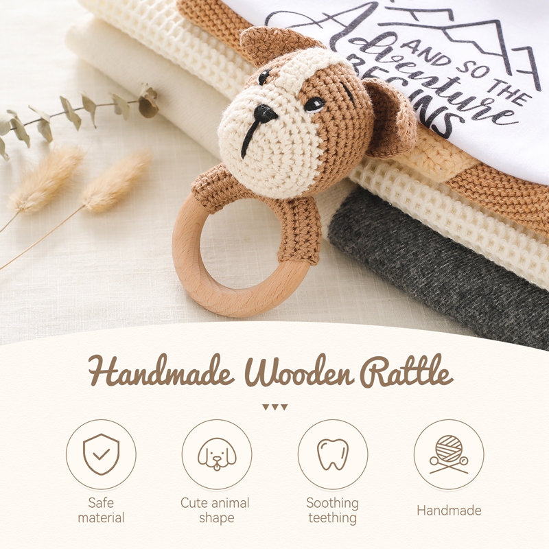 BPA Free Baby Rattle Wooden Te - Baby Products Rabbit 评论和价格