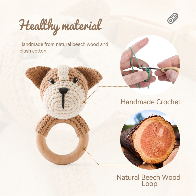 BPA Free Baby Rattle Wooden Te - Baby Products Rabbit 评论和价格